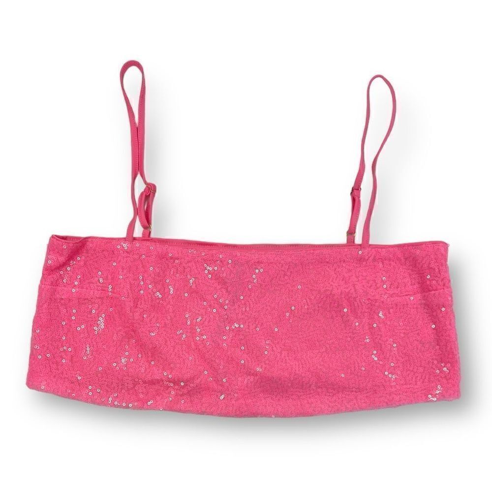 Showpo Pink Elswyth Strappy Sequin Cropped Top Size 6